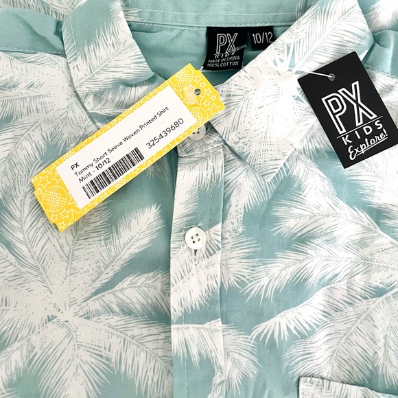 PX Kids Tommy Short Seeve Woven Printed Shirt NWT - Picture 2 of 2